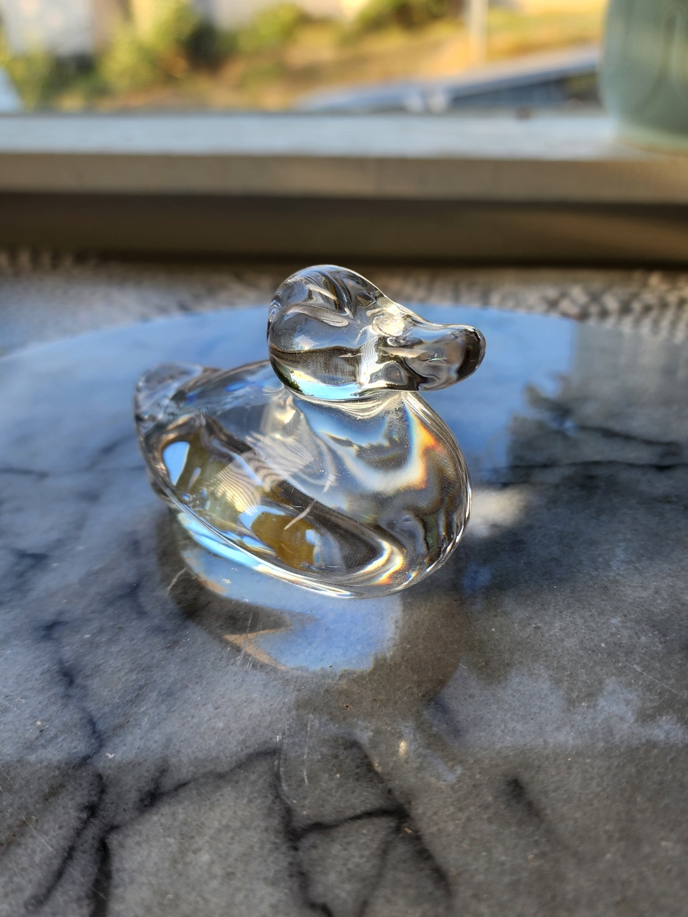 Clear Glass Duck Figurine - Decorative Home Accent